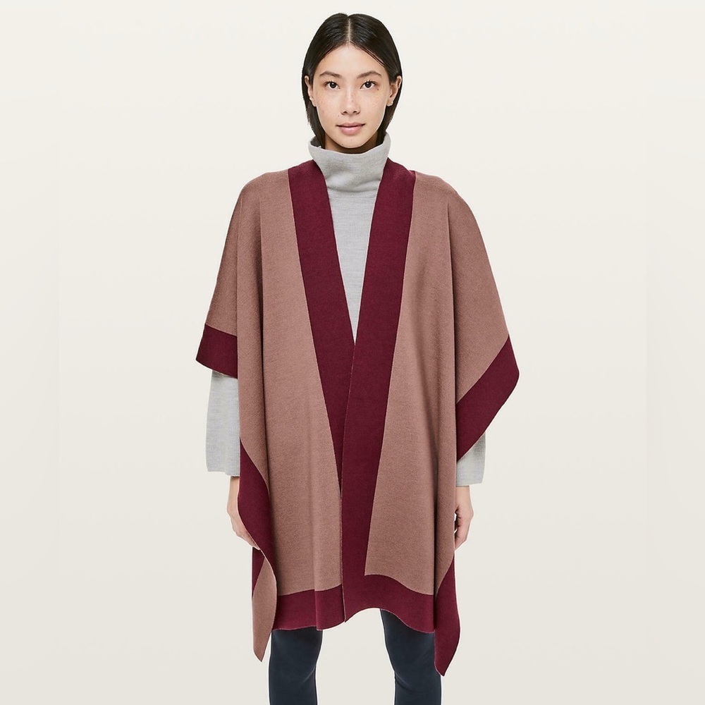 lululemon athletica Burgundy and Tan Poncho